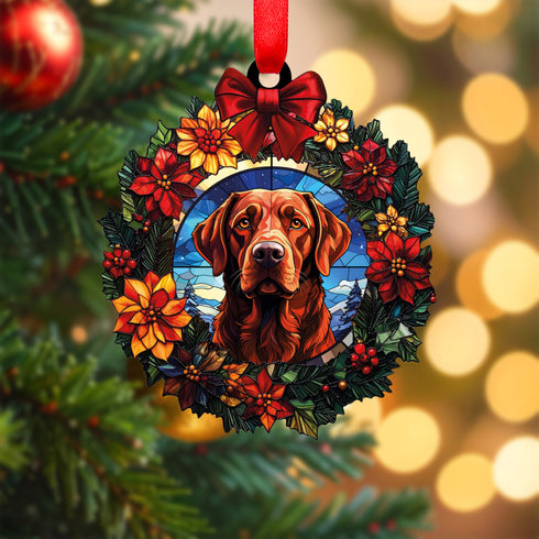 Labrador Fox Red Wreath Christmas Decoration